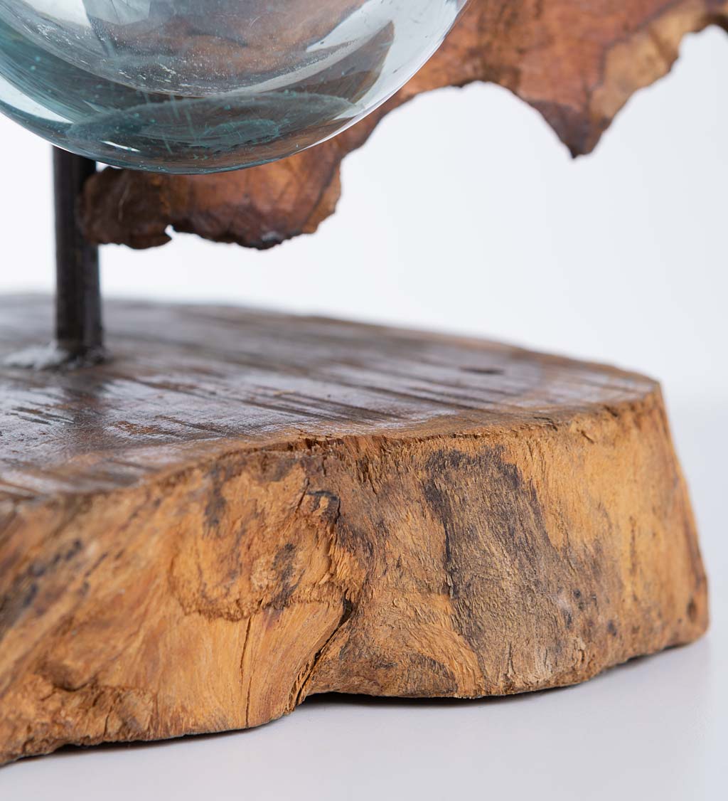 Handcrafted Wood and Glass Tabletop Art