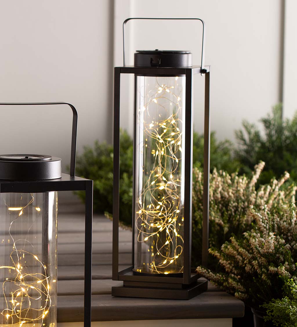 16" Firefly Jar Lantern with Solar String Lights swatch image