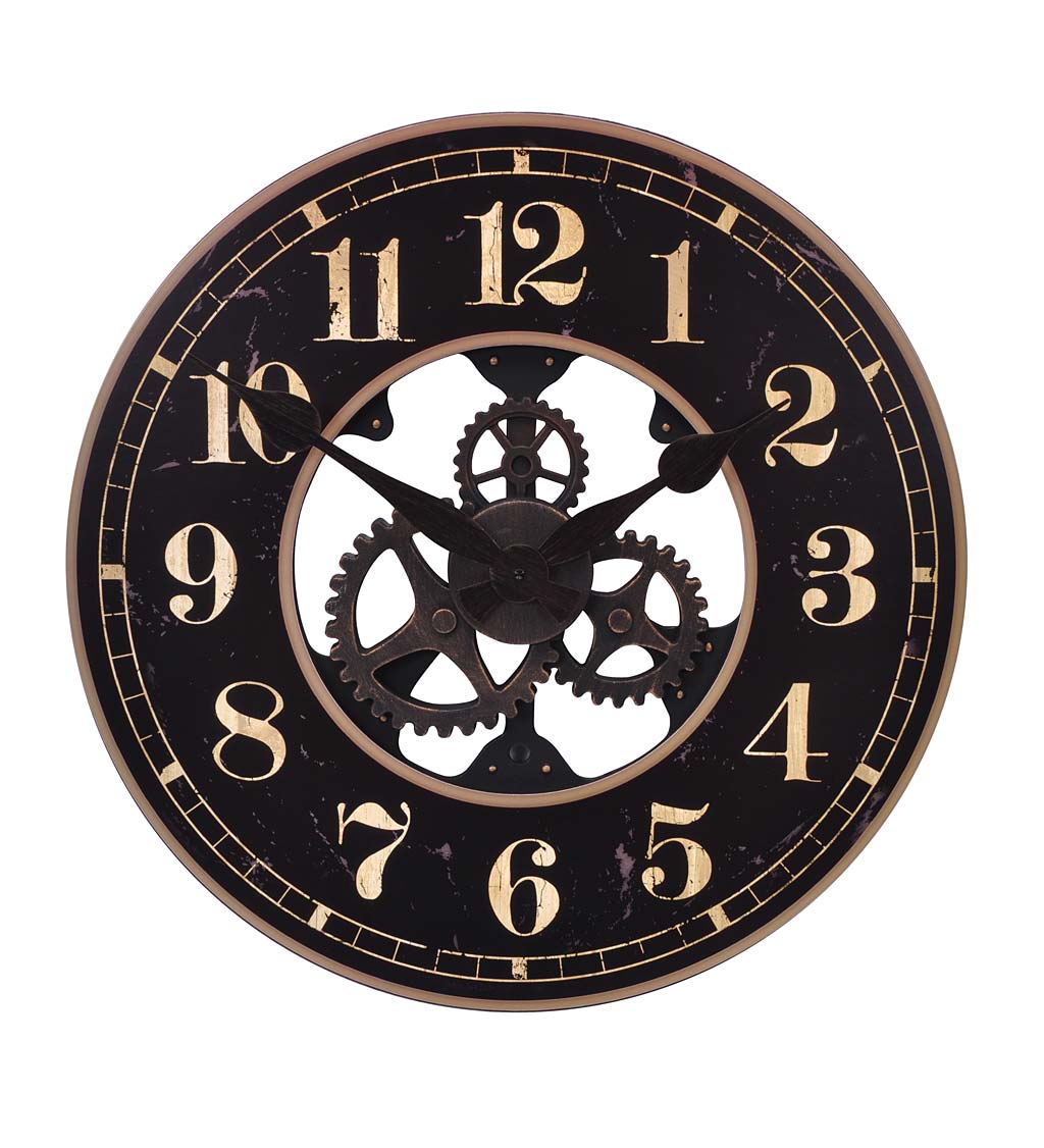 Rustic Antique-Style Visible Gears Analog Wall Clock