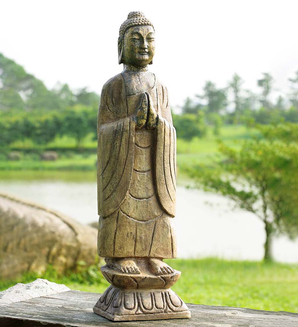 Handcrafted Standing Meditating Buddha Garden Statue