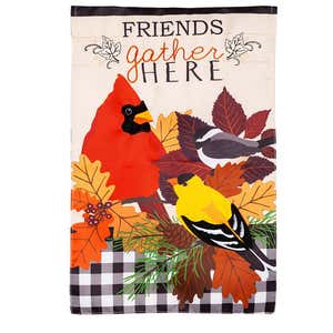 Fall Songbirds Gather Applique Garden Flag