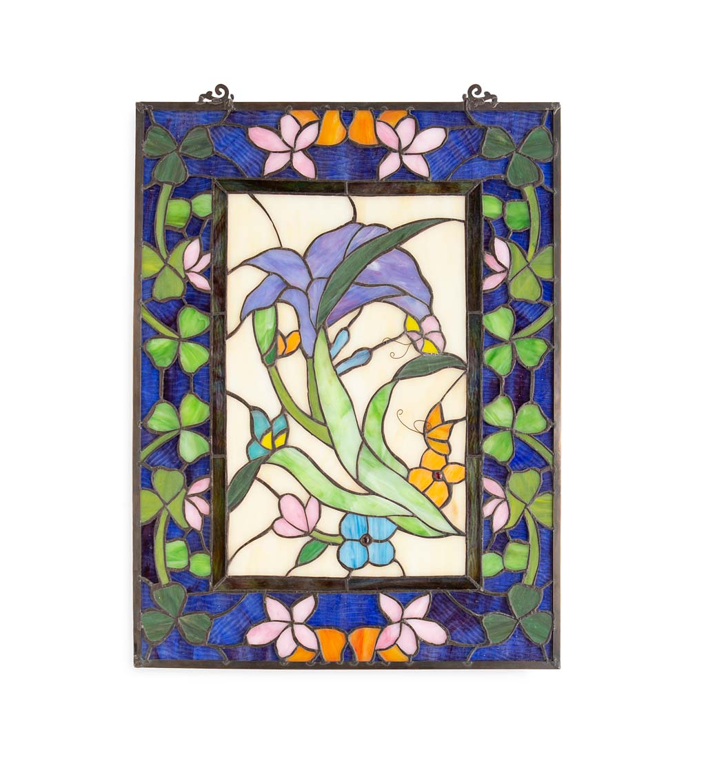 Stained Glass Lily Hanging Panel