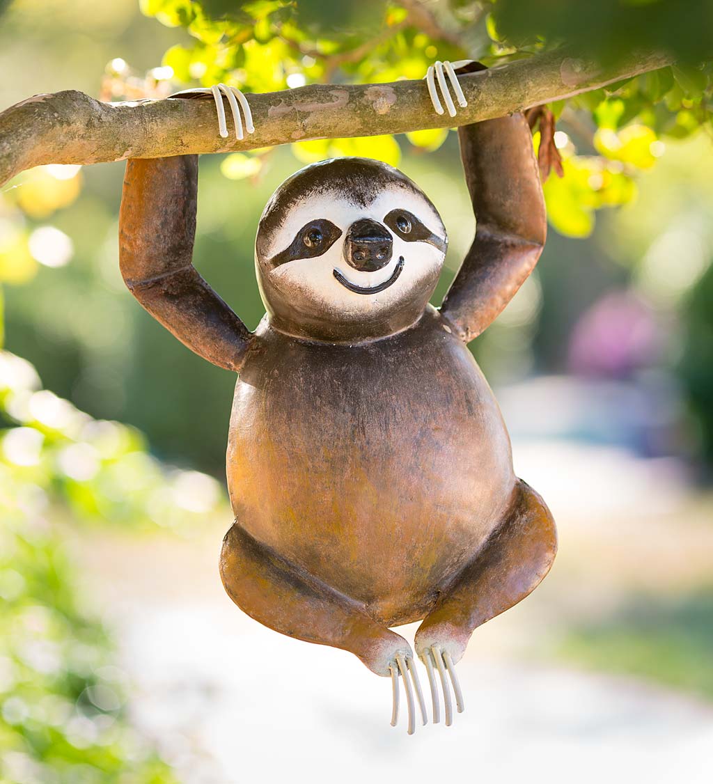 Handcrafted Reclaimed Metal Hanging Sloth Decoration