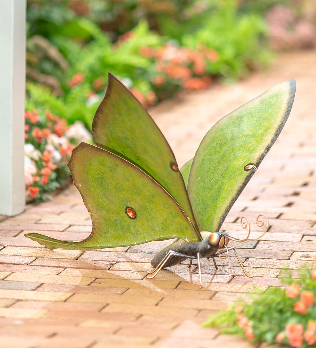 Handcrafted Metal Luna Moth Indoor/Outdoor Sculpture