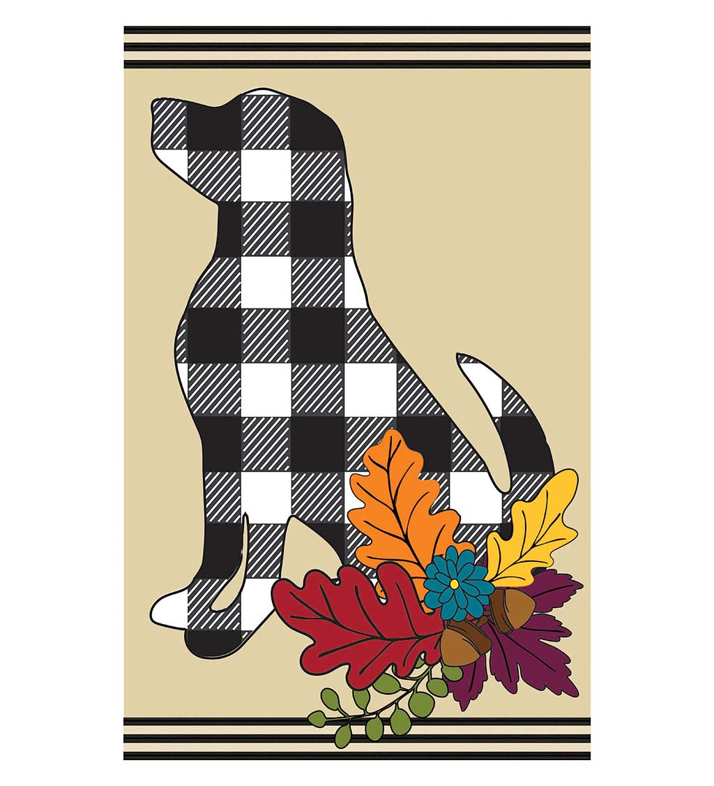 Fall Dog Silhouette Applique Garden Flag