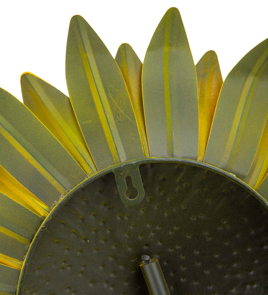 Handcrafted Metal Three Sunflower Garden Stake with Visiting Bee