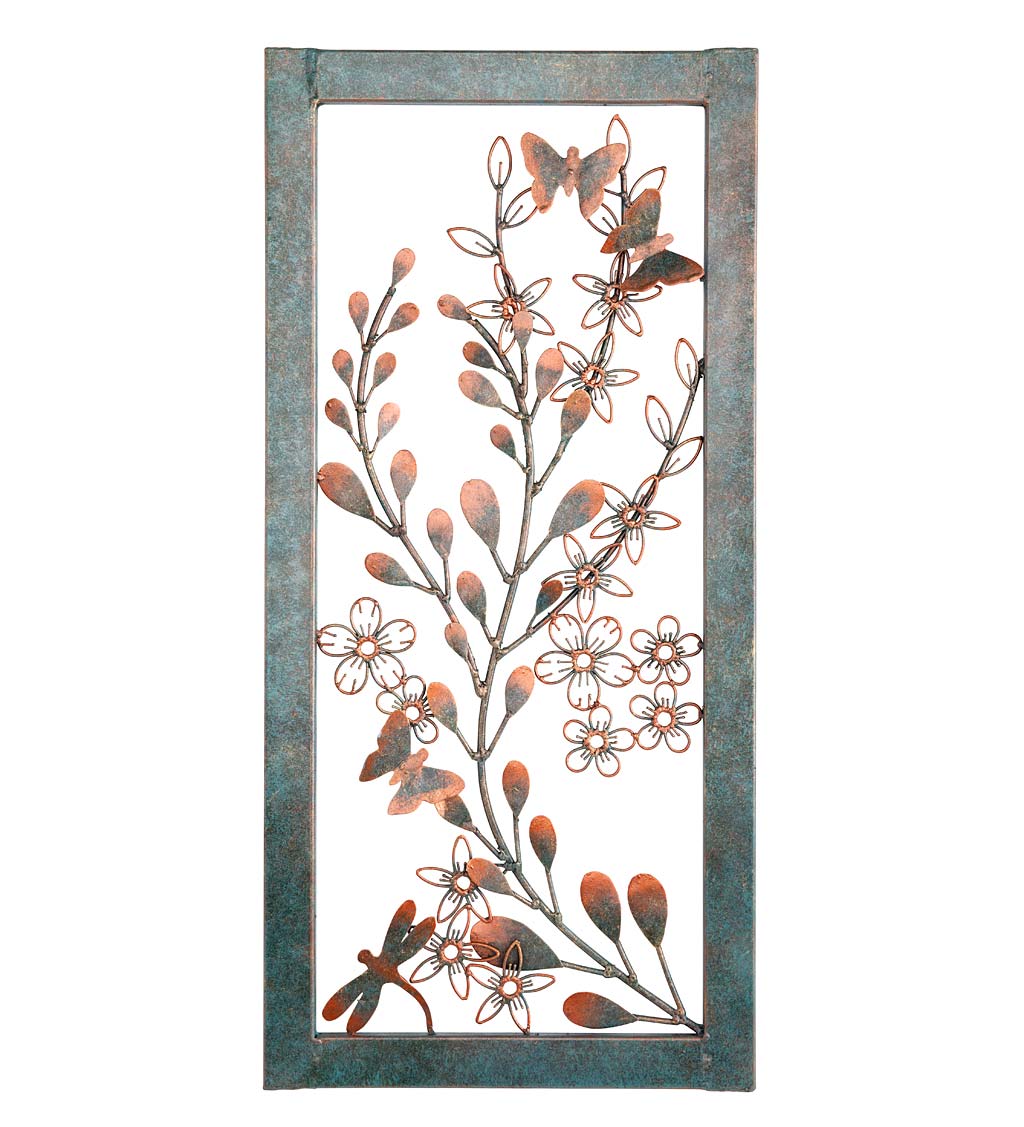 Handcrafted Metal Butterflies Wall Art with Copper-Colored and Patina-Like Finishes