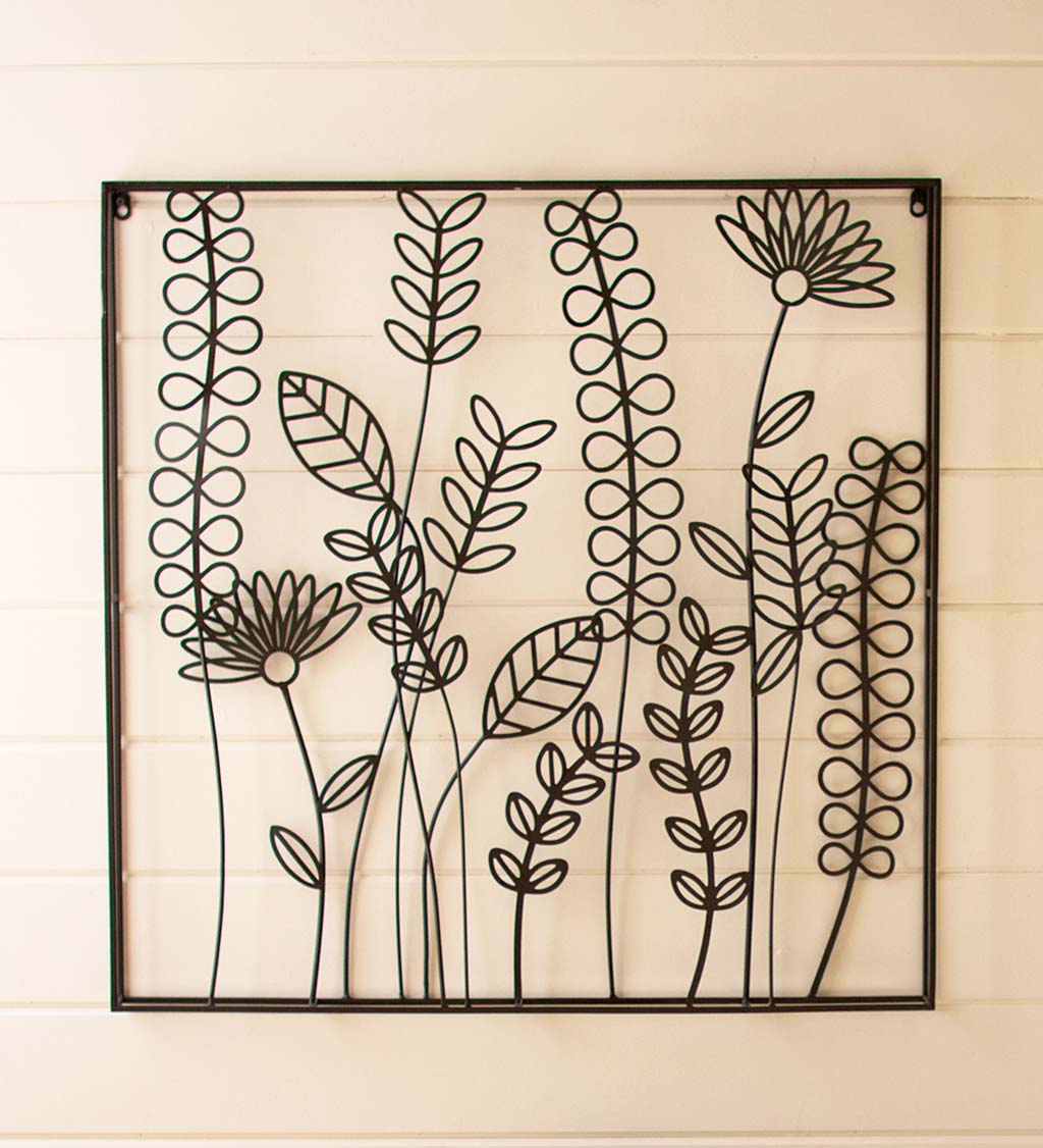 Metal Wire Flowers and Ferns Wall Art