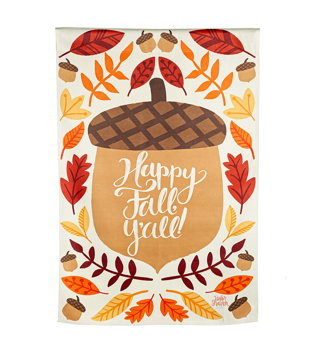 Happy Fall Acorn Suede House Flag