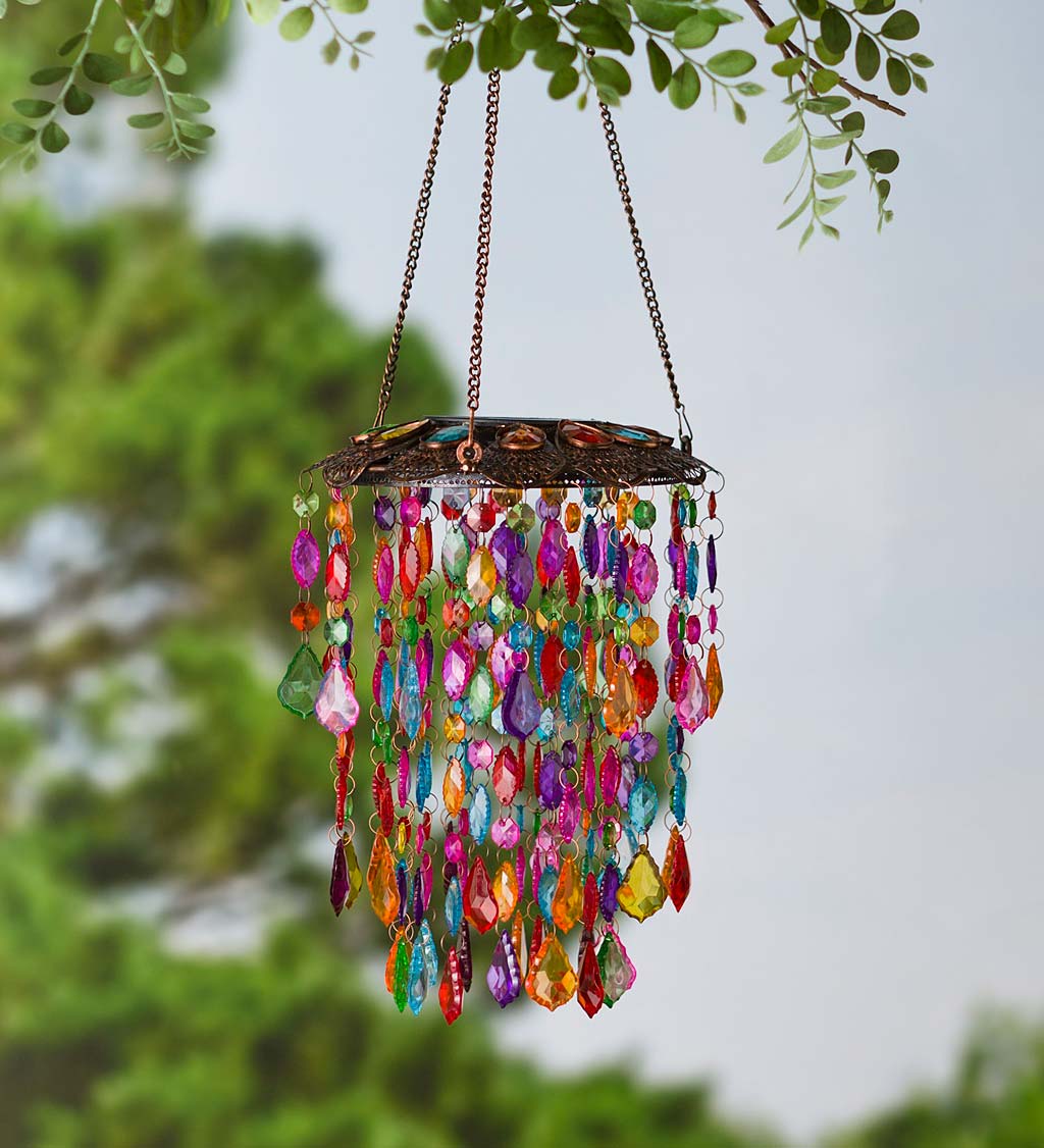 Hanging Acrylic and Metal Beaded Solar Garden Light