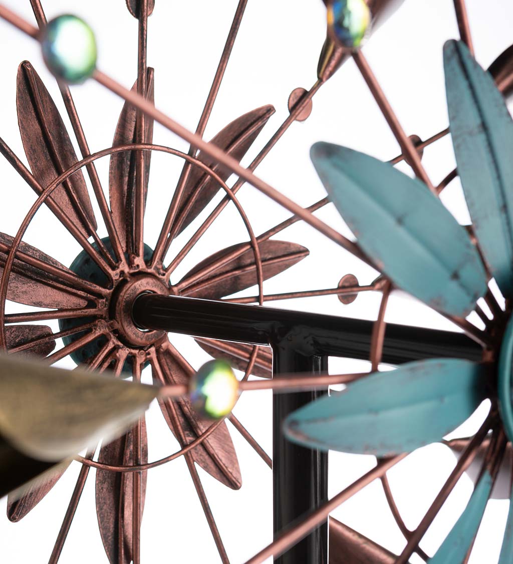 Golden, Patina and Bronze-Colored Metal Cone Wind Spinner