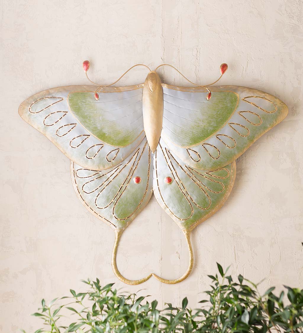 Handcrafted 26" Wide by 30" High Metal Luna Moth Wall Art