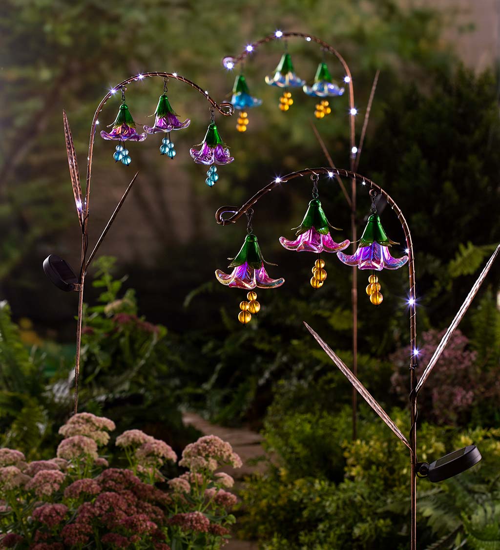 Solar-Powered Hanging Flower Garden Stakes
