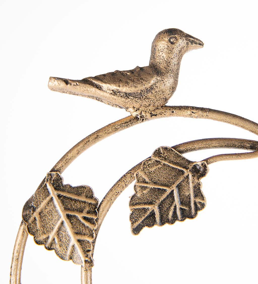 Handcrafted Golden Birds, Bells and Heart Metal Trellis