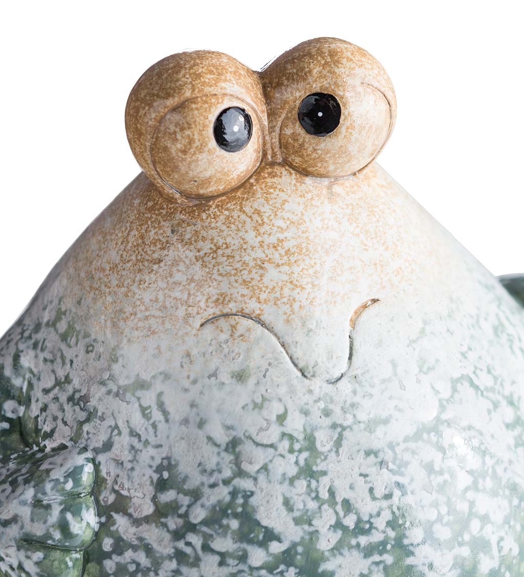 Ceramic Frog Sculpture with Big Eyes and Big Belly