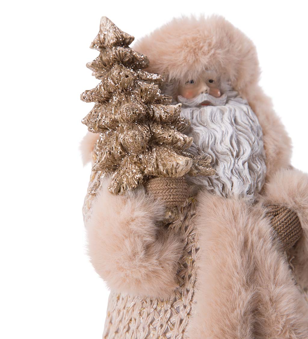 Holiday Favorites in Tan Knitted Outfits with Faux Fur Trim