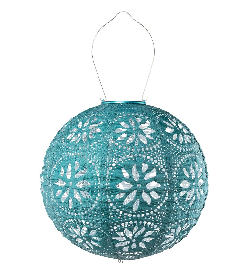 Soji™ Stella Boho Globe Solar Lantern—Metallic Emerald swatch image