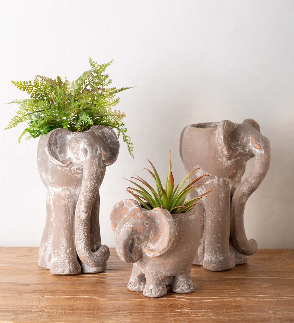 Short and Tall Elephant Planters
