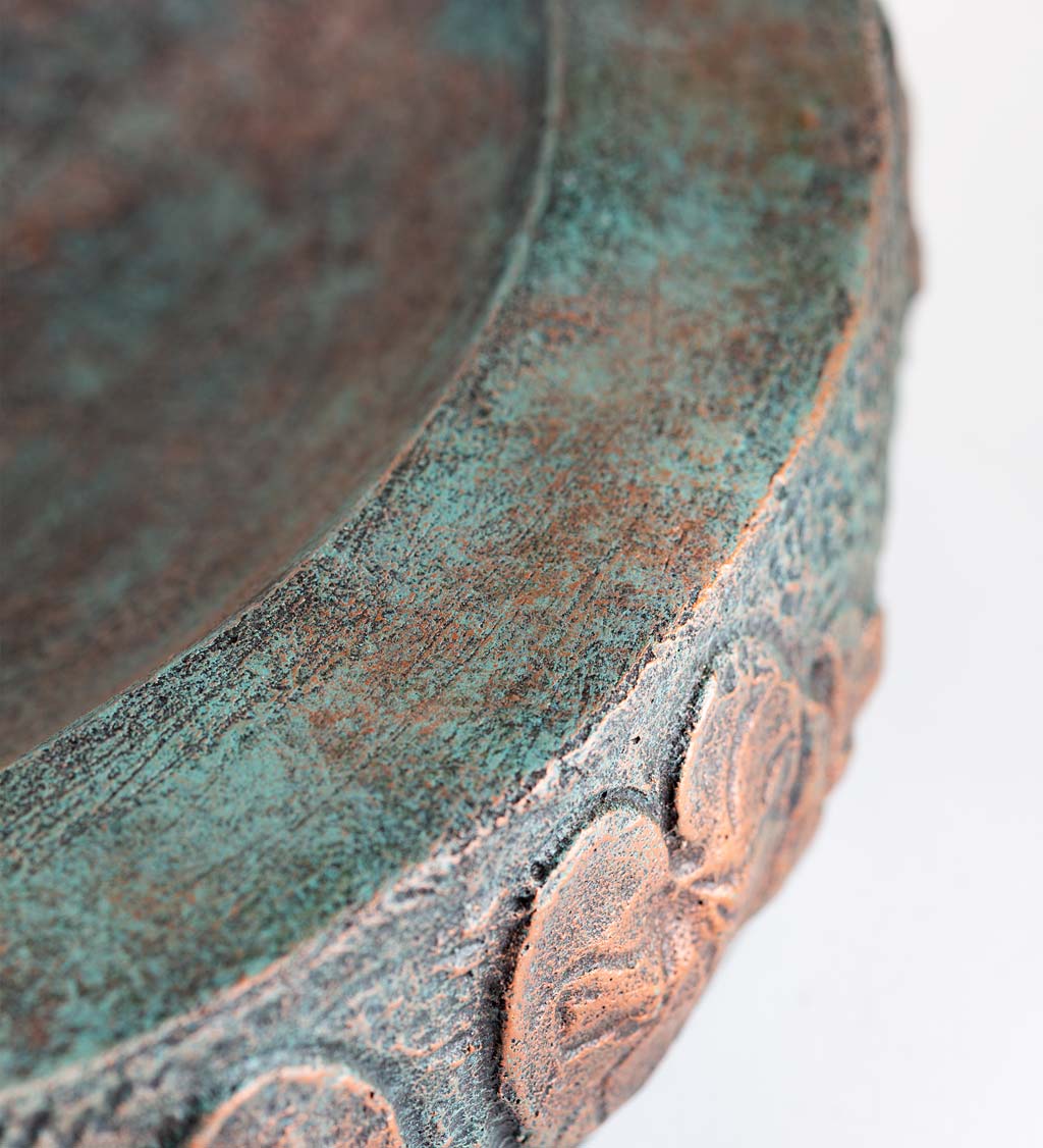 Handcrafted Frog Birdbath with Bronze and Patina Finishes