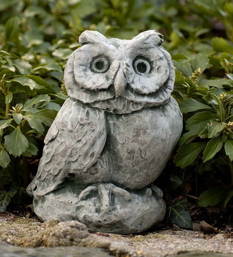 Cast Stone Owl Garden Statue