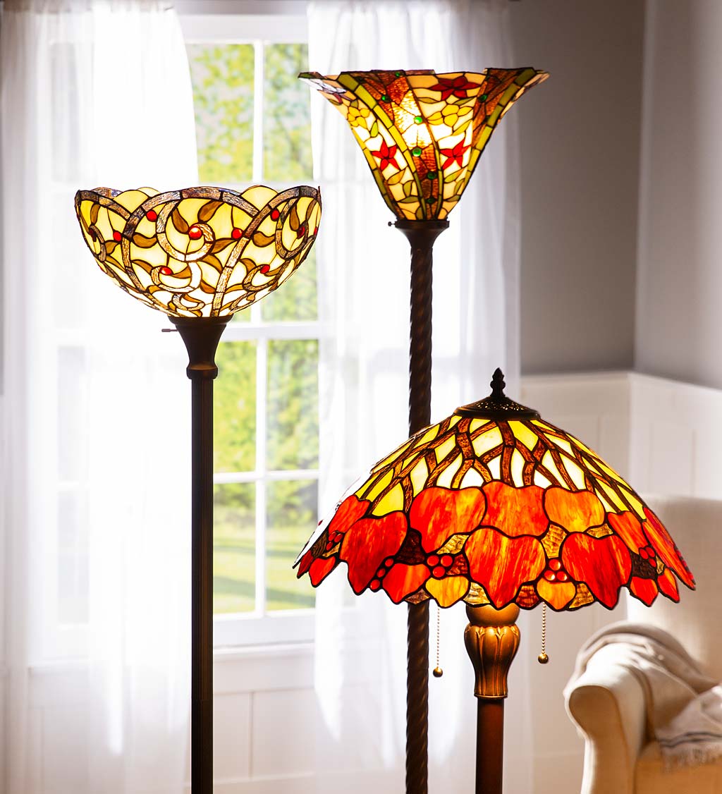 Red Stars Stained Glass Floor Lamp