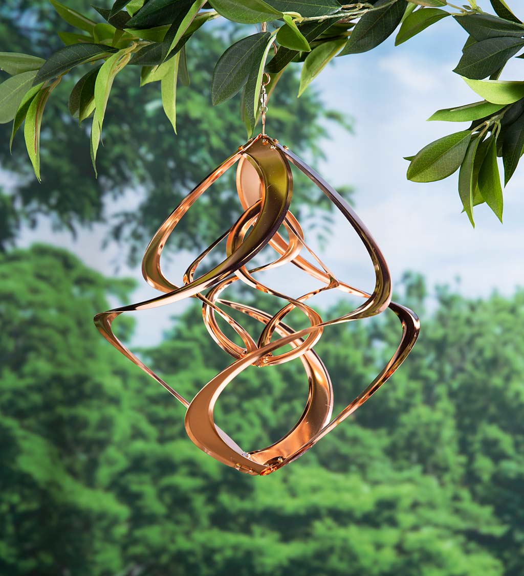 Copper-Plated Dual Spiral Hanging Metal Wind Spinner