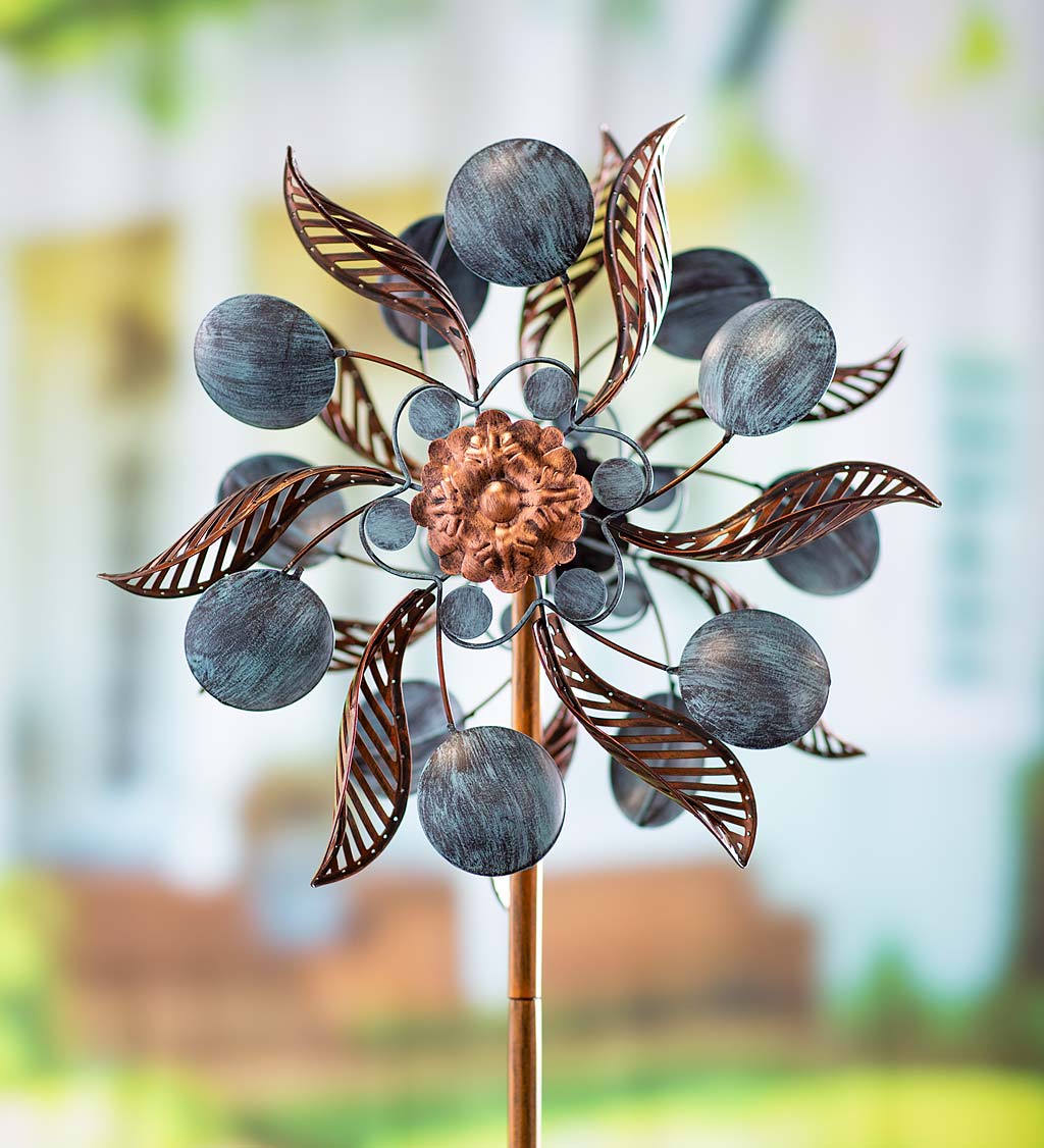 Bronze and Patina Leaf and Petal Wind Spinner