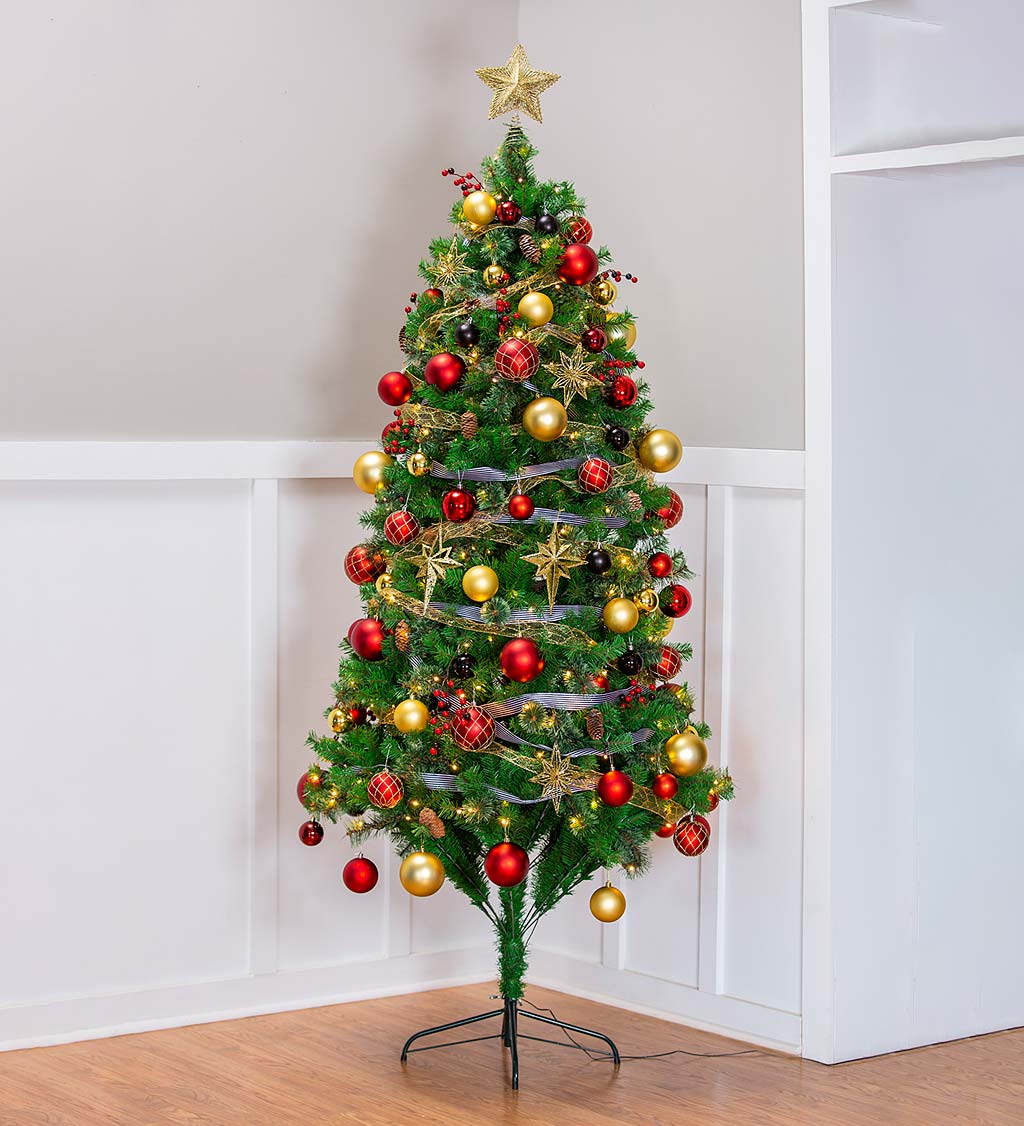 Holiday Traditions Complete Christmas Tree Kit with 250 Lights and 140 Decorations, 7½'H