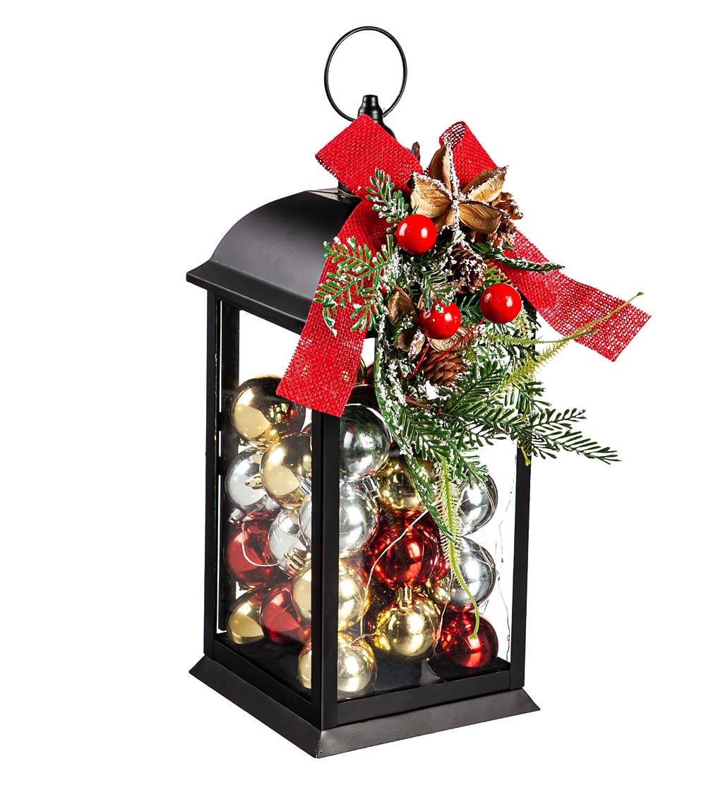 LED Lantern Filled with Ornaments