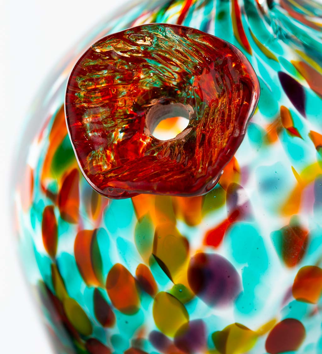Teardrop-Shaped Glass Hummingbird Feeder - Green