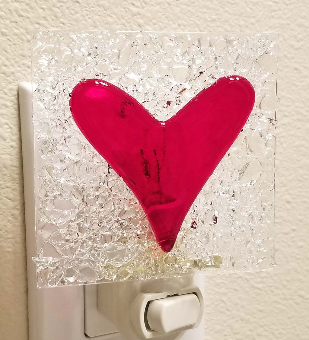 Handcrafted Glass Chips Heart Night Light