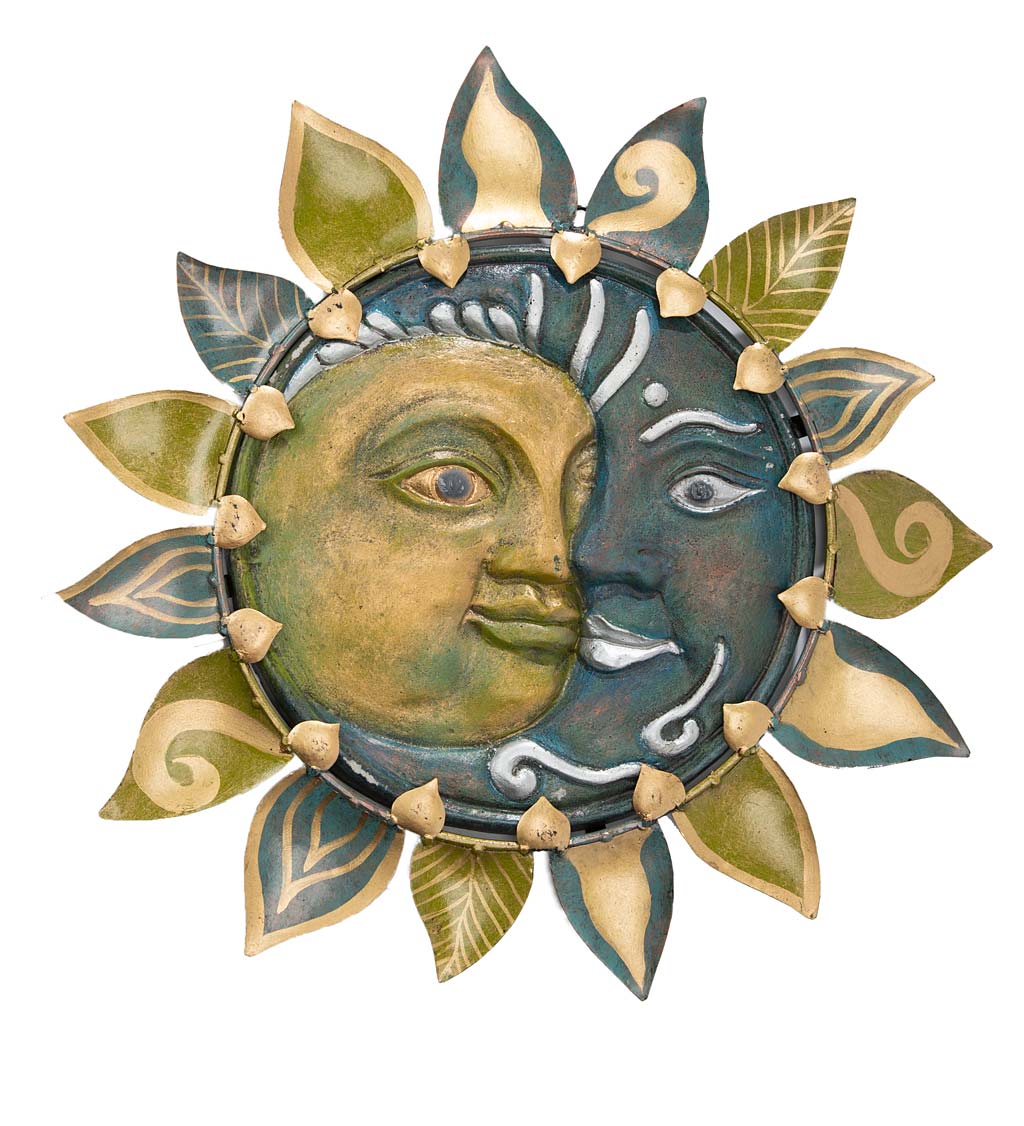 Handcrafted Sun and Moon Mixed Media Wall Art in Metal and GRC