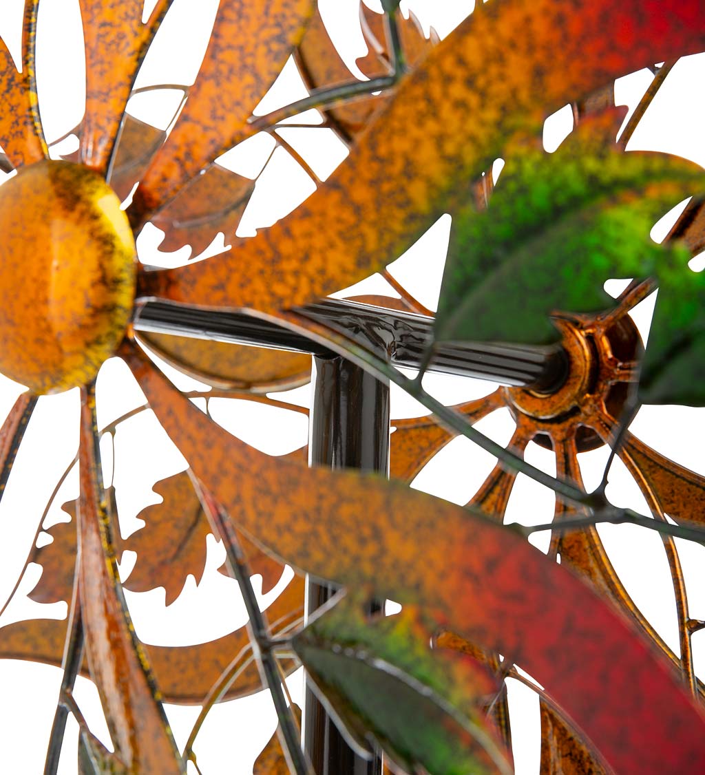 Colorful Autumn Leaves Dual-Rotor Metal Wind Spinner
