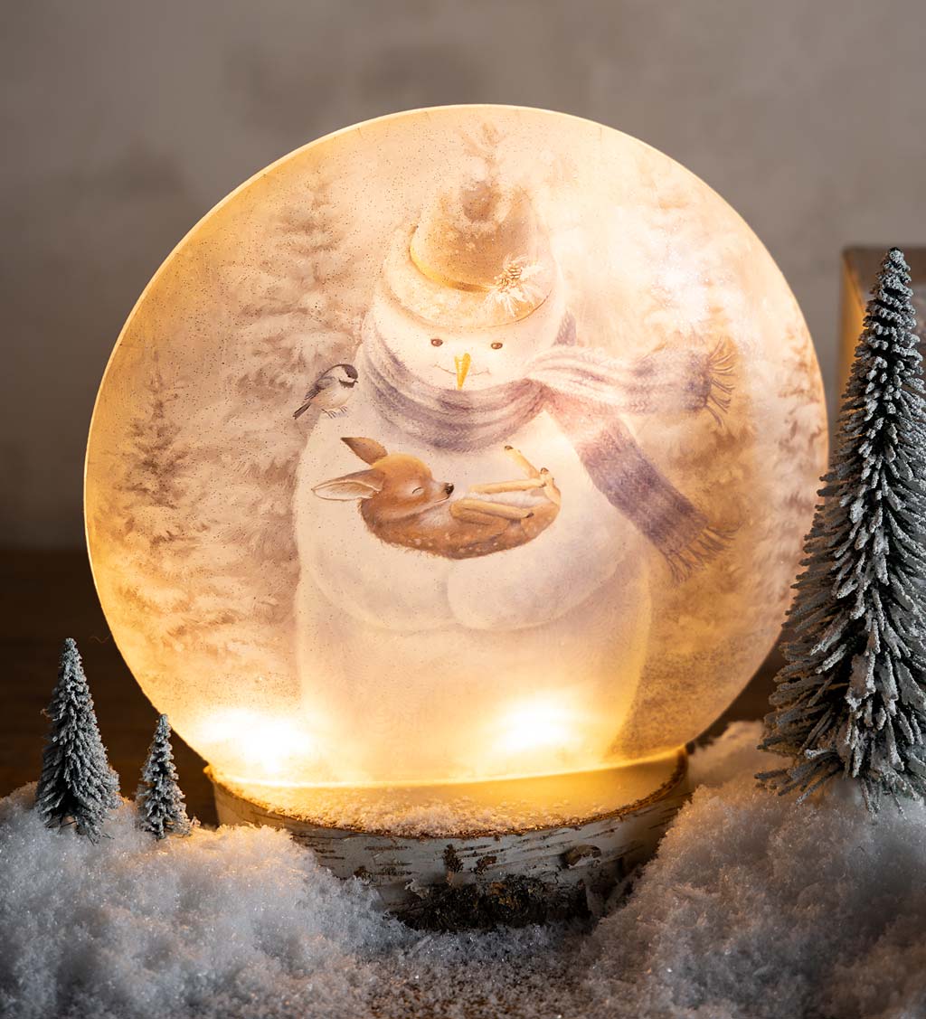 Snowman and Baby Deer Lighted Accent