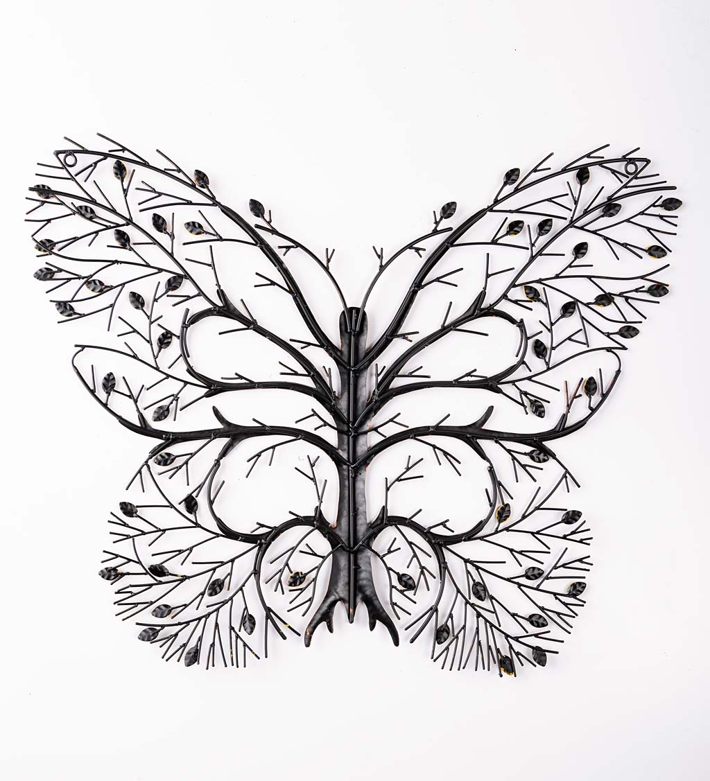 Butterfly with Branches Metal Wall Art