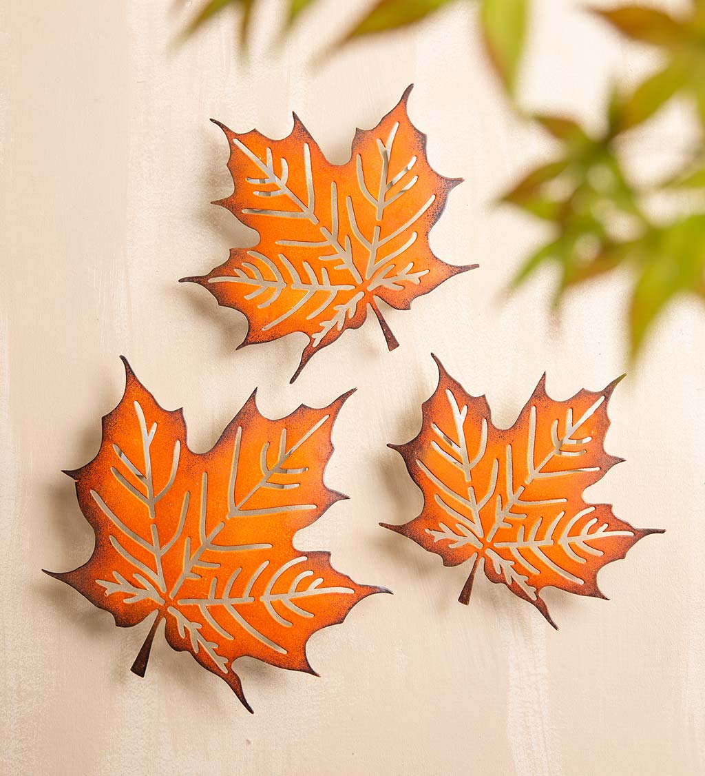 Maple Leaves Wall Art, Set of 3
