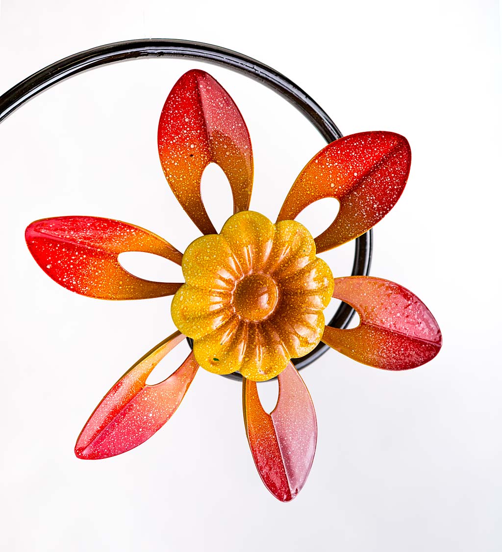 Colorful Spinning Flowers Garden Stake and Wind Spinner