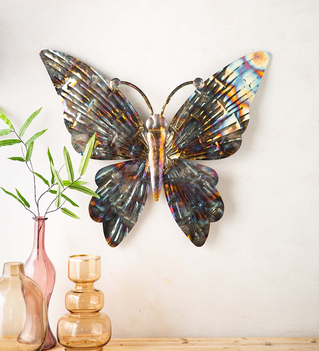 Flame-Treated Metal Butterfly Wall Art