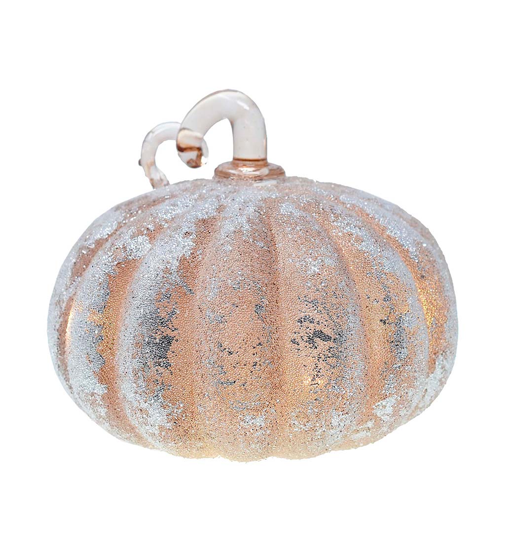 Large Frosted LED Pumpkin in Taupe