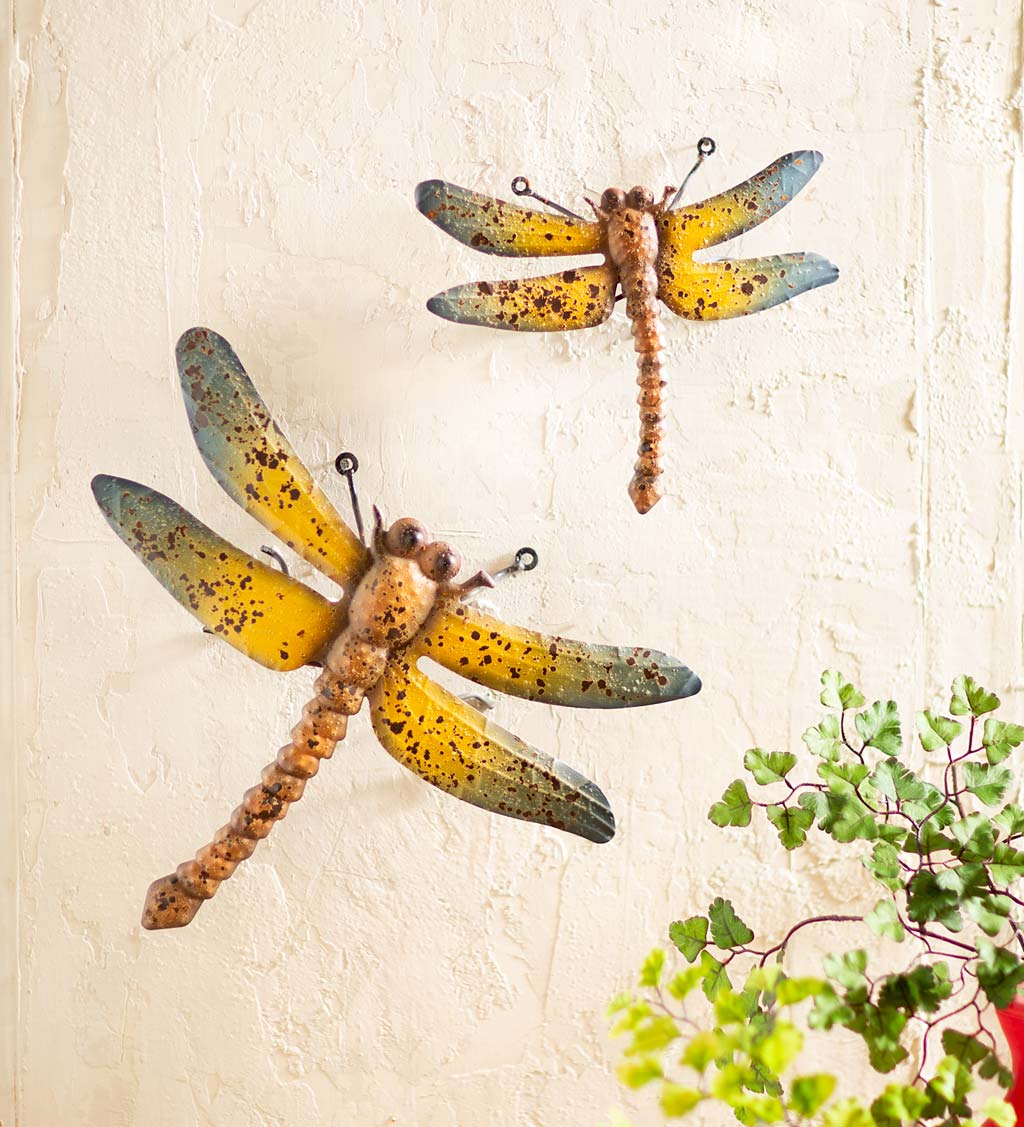 DRAGONFLY Galvanized Metal Wall Hanging Rustic Farmhouse 2 Sizes Dragonflies 