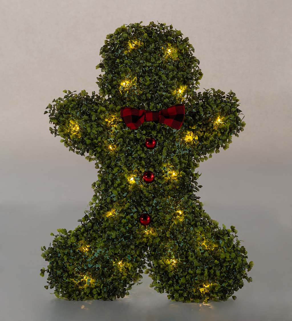 Lighted Boxwood Gingerbread Man Topiary