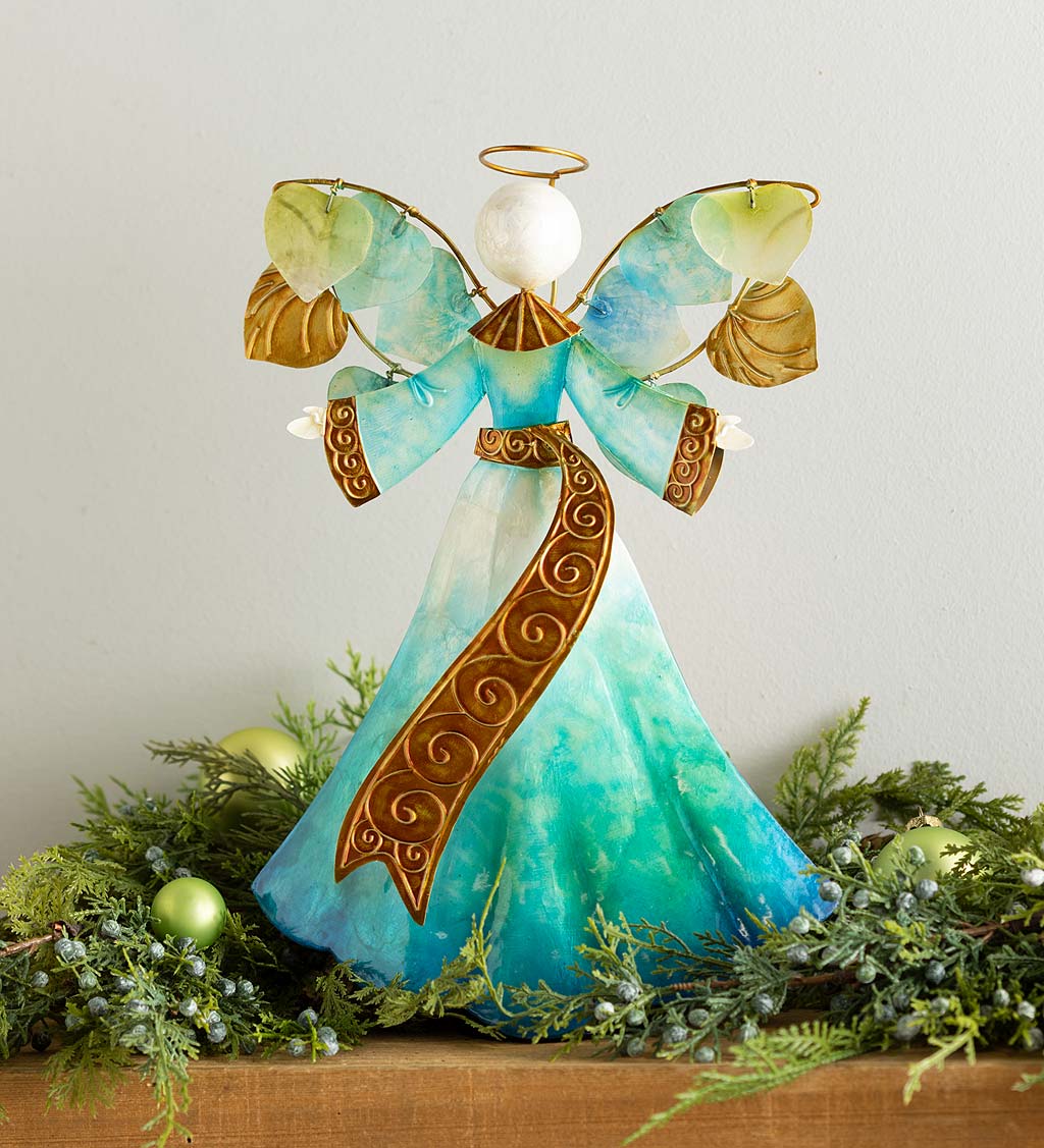 Capiz Shell Tabletop Angel with Stunning Details