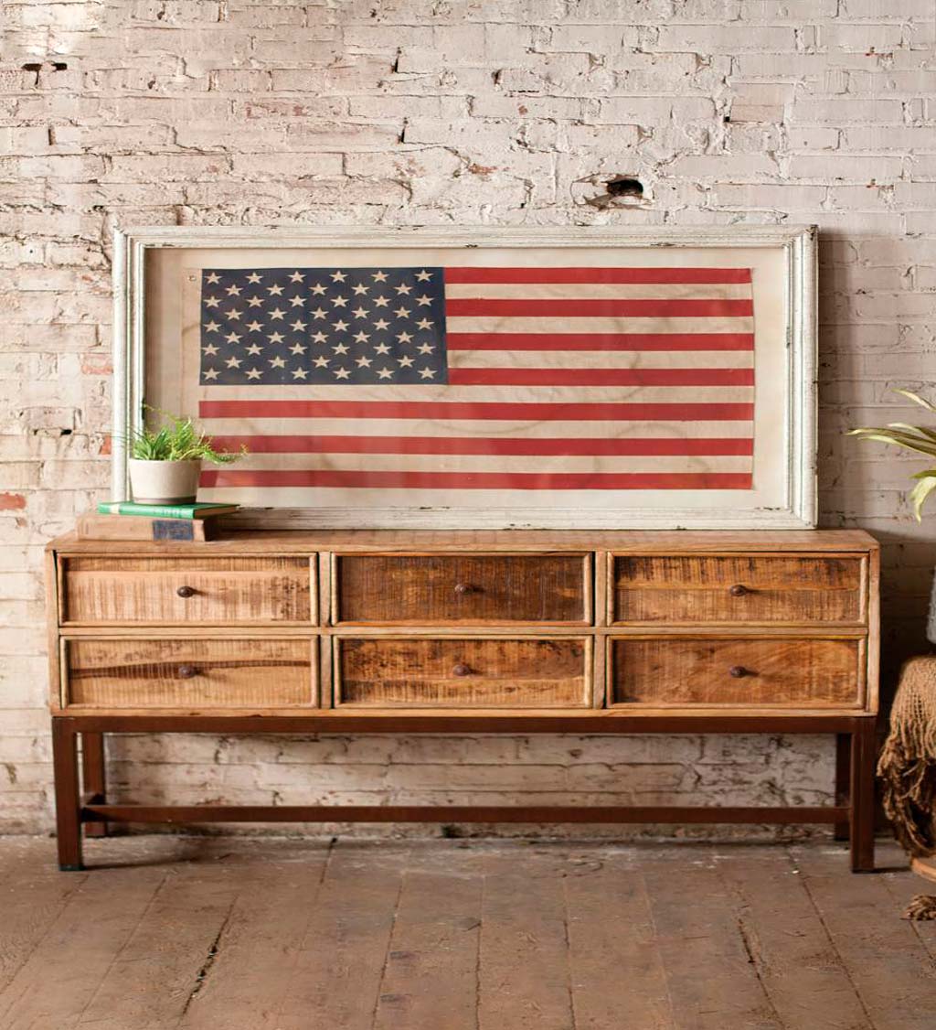 Vintage-Inspired Framed American Flag