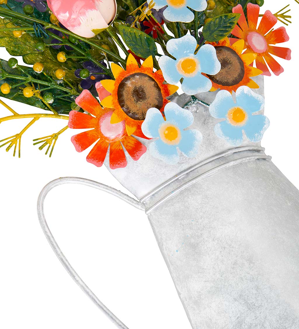 Metal Pitcher of Tulips and Spring Wildflowers Wall Art