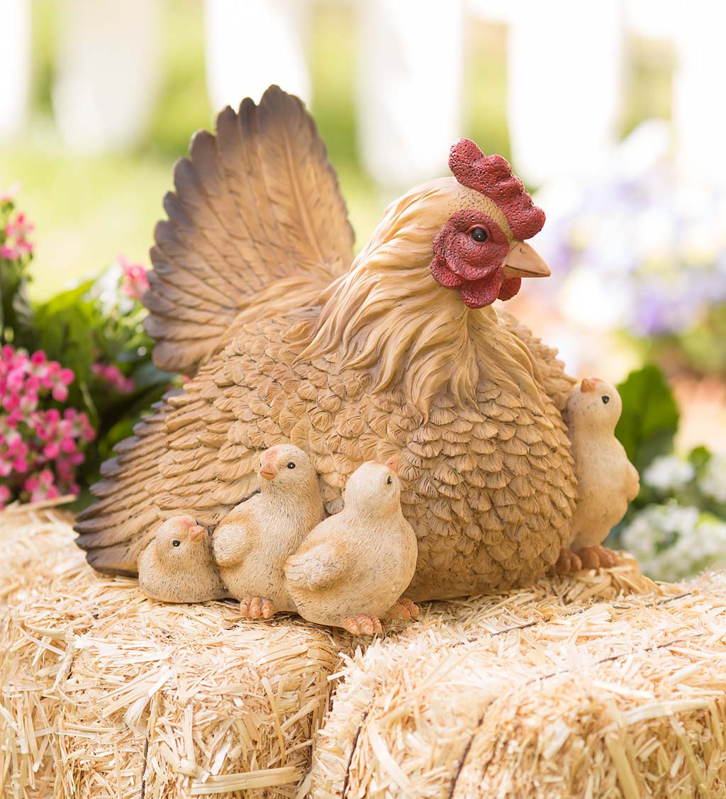 Hen with Chicks Garden Sculpture