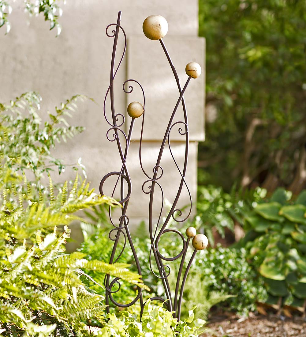 Gold and Brown Abstract Metal Trellis