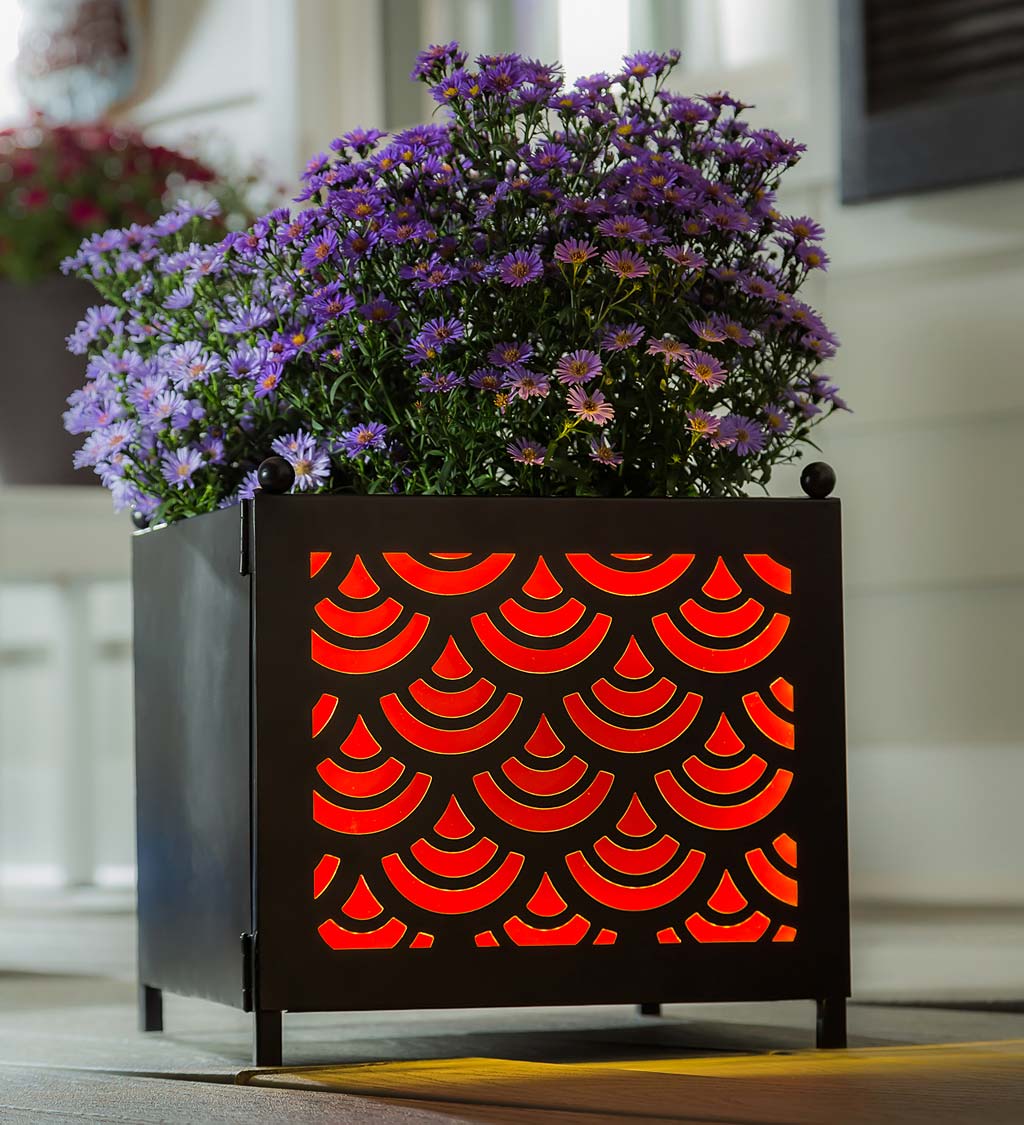 Battery Operated LED Planter with 4 Interchangeable Laser Cut Panels