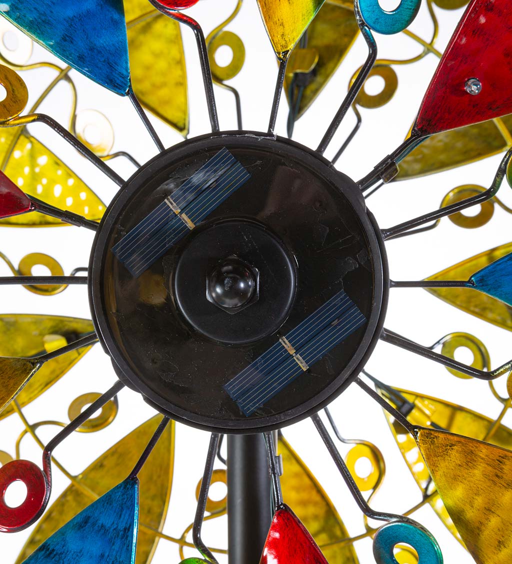 Red, Blue and Yellow Solar Daisy Wind Spinner