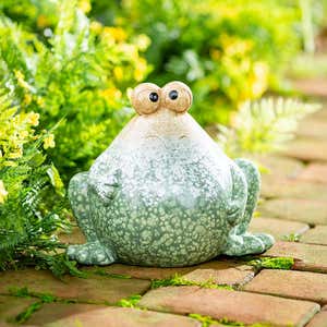 Ceramic Frog Sculpture with Big Eyes and Big Belly