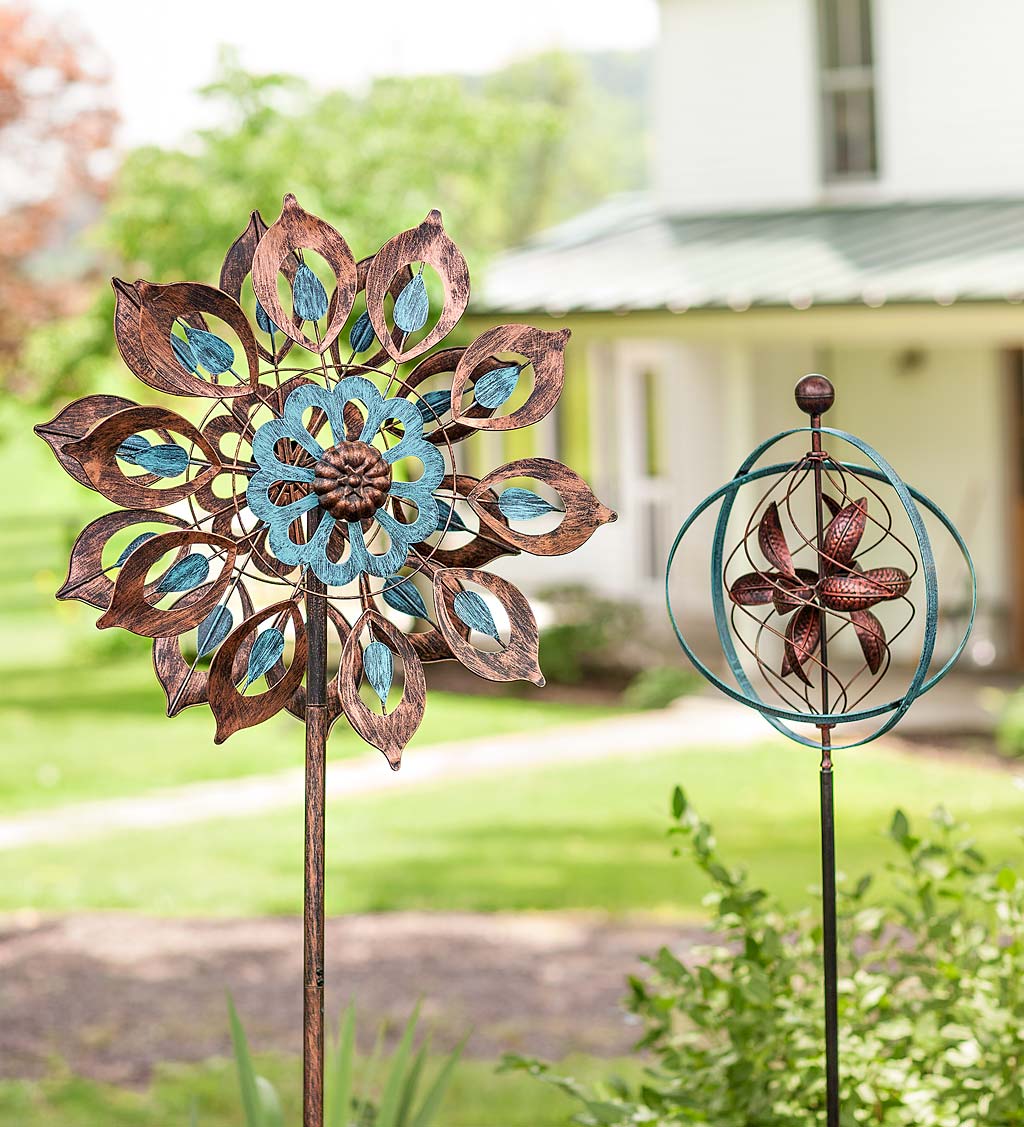 Bronze and Patina Spiral Metal Wind Spinner